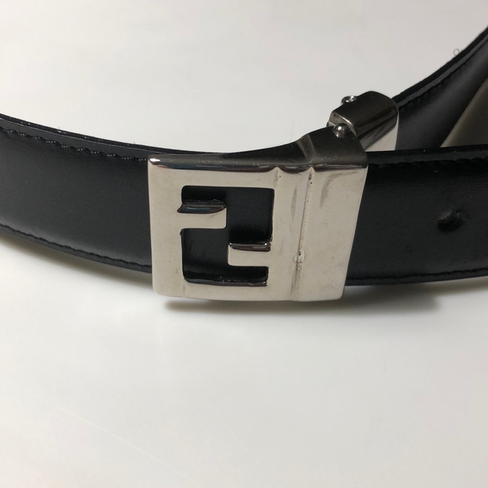 FENDI reversible leather belt w/ silver FF buckle